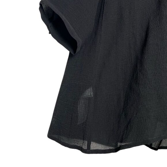 Eileen Fisher 100% Silk Textured Black V Neck Long Sleeve Oversized Tunic Top L - Picture 5 of 15